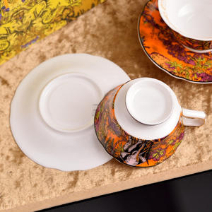 Ensemble en porcelaine osseuse à motif d'éléphant de luxe nordique, design moderne, tasse à café, soucoupe, matériau céramique pour les boissons, thé, tasse originale - Product Image 6