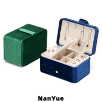 Boîtes à bijoux de voyage en velours en gros, étui portable pour organiser les bijoux, boîte de rangement multicouche pour bagues, boucles d'oreilles et colliers, logo personnalisé