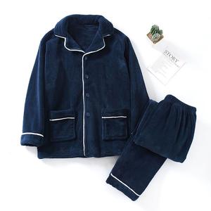 Yüksek kaliteli flanel erkek kalınlaş<span class=keywords><strong>m</strong></span>ış pijama sonbahar/kış erkekler iki parçalı sıcak pijama seti - Product Image 3