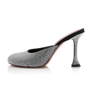 Mules élégantes pour femmes avec strass, talons hauts, bout rond, talons évasés, chaussures de soirée, chaussures de mariage - Product Image 3