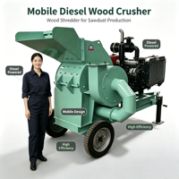 Broyeur à bois diesel portable, modèle 500, 40 kW, 1 tonne par heure, broyeur multifonctionnel pour bords de bois, herbes, cartons