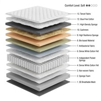 Matelas de hôtel écologique inodore Queen Size avec surmatelas, anti-affaissement, résistant à l'usure, avec ressorts ensachés et sommier intégré