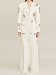 Top Qualität weiße Berühmtheit langärmlig 2 Stück Set bedruckt Blazer 2 Stück Set Damenanzüge - Product Image 2