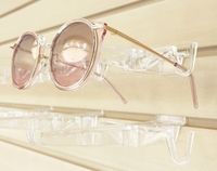 Supports d'affichage de lunettes optiques ouverts en plastique transparent, présentoir de lunettes de soleil Slatwall et supports de stockage