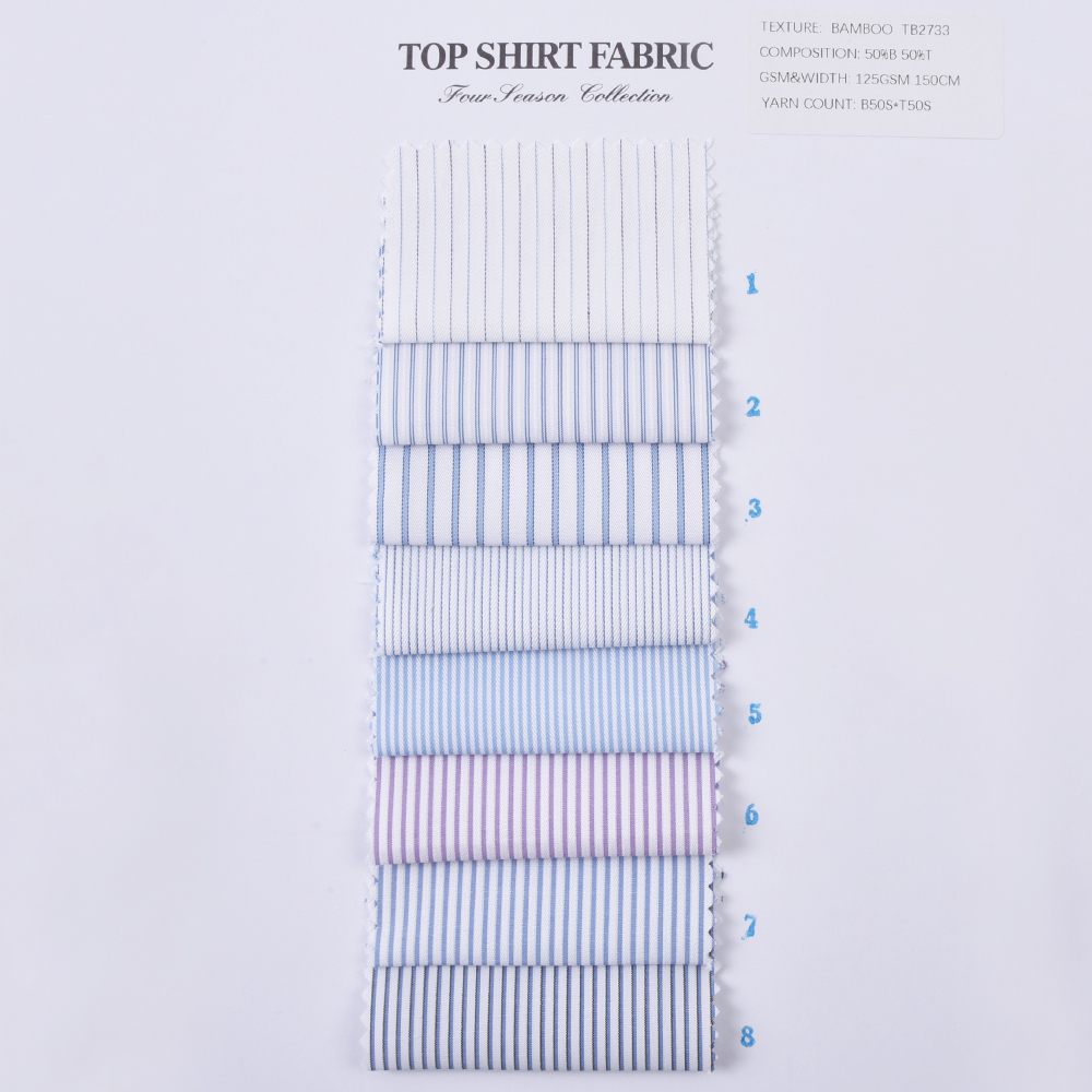 Fast Delivery Custom Stripe Bamboo Fiber Polyester Woven Eco-friendly Bamboo Fabric for Shirts