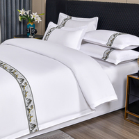 Parure de lit de luxe 100 % polyester imprimée moderne pour hôtel et maison, toutes saisons, unie, écologique, tissée, respirante, drap et taie d'oreiller