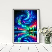 Peinture Diamant 5D en Gros : Paysage Nuit Ciel Aurore – Kit de Peinture Diamant pour Mur de Fond de Chambre