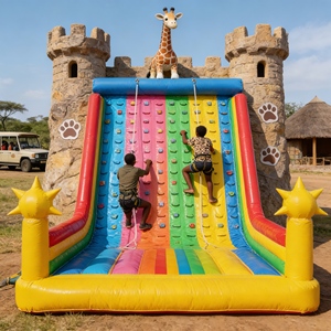Castillo Inflable Todo en Uno con Pared <span class=keywords><strong>de</strong></span> Escalada, Tobogán y Circuito <span class=keywords><strong>de</strong></span> Obstáculos para Diversión al Aire Libre - Product Image 2