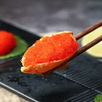 Ikan Terbang Beku Warna Oranye Telur Terbang Tobiko Ikan Terbang Sushi Toping Tobiko Kaviar