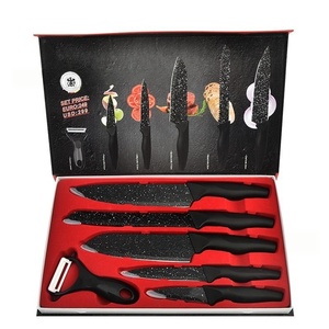 6Pcs Granite Coated Kitchen <b>Knife</b> <b>Set</b> With Peeler Gift Box with Peeler for Retail Household Market OEM ODM Wholesale - Product Image 3