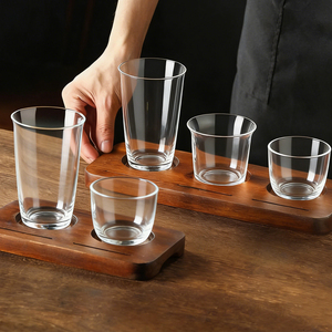 Plateau de dégustation et de présentation en bois de noyer personnalisé pour 2 ou 3 tasses de café, boissons ou thé, avec fente pour carte - Product Image 2