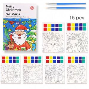 สมุดระบายสีลายกราฟฟิตีธีมคริสต์มาสคุณภาพสูงสำหรับเด็ก ปกกระดาษสีน้ำ พร้อมปากกาในชุด ของขวัญคริสต์มาส - Product Image 3