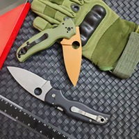 Couteau pliant de camping en plein air SD229, couteau de poche, manche vert, lame couleur cuivre, lame 8Cr13MoV