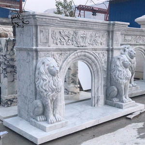 फैक्टरी कस्टम आधुनिक सजावटी हाथ नक्काशीदार शेर मूर्ति चिमनी <span class=keywords><strong>Mantel</strong></span> Carrara संगमरमर चिमनी - Product Image 2