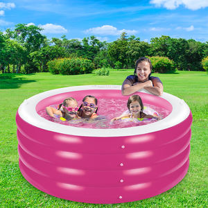 Grande <span class=keywords><strong>piscine</strong></span> gonflable ronde rose 70x30 pouces, <span class=keywords><strong>piscine</strong></span> familiale gonflable profonde pour adultes, jardin extérieur, cour, avec poignées - Product Image 4