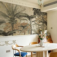 Papier peint non tissé imperméable à l'eau avec motif d'animaux de la forêt tropicale et de plantes vertes, design moderne, installation facile à faire soi-même pour la maison