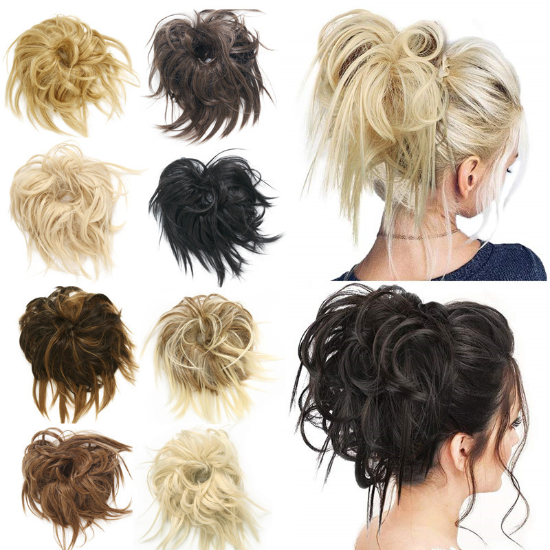 Искусственный шиньон для пучка, искусственный шиньон для пучка, синтетический пончик для женщин и девушек с эластичной резинкой