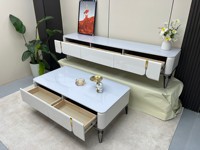 Meuble TV convertible moderne de luxe léger et simple, table basse combinée, support mural en micro-cristal pour salon et appartement