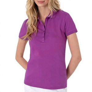 Camiseta Polo Morada Personalizada al por Mayor para Mujer, Camiseta de Golf Bordada de Algodón Piqué de Primera Calidad, Uniforme Informal de Manga Corta, OEM - Product Image 1