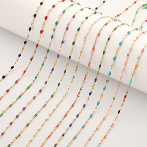 <span class=keywords><strong>Lovestory</strong></span> Cadena de Acero Inoxidable de 2mm con Esmalte Colorido y Cuentas de Oro de 18k, No se Deslustra, para Fabricación de Joyas y Accesorios DIY - Product Image 2