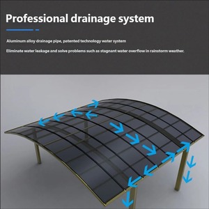 Toldo de Techo Arqueado con Estructura de <span class=keywords><strong>Aluminio</strong></span> para Exteriores, Garaje, Cobertizo, Patio, Estacionamiento para 2 Autos, Diseño Natural Simple, Recubrimiento en Polvo - Product Image 5