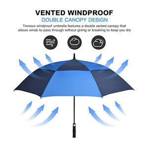 Parapluie de golf extérieur coupe-vent 2 couches avec poignée en plastique, impression de logo, parapluie fantaisie personnalisé du fabricant - Product Image 3