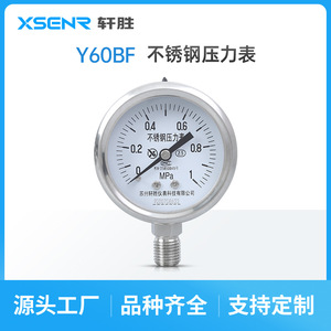 Manomètre en acier inoxydable Suzhou Xuansheng Y60BF 60 mm, connexion filetée M14X1.5, résistant à la corrosion - Product Image 4
