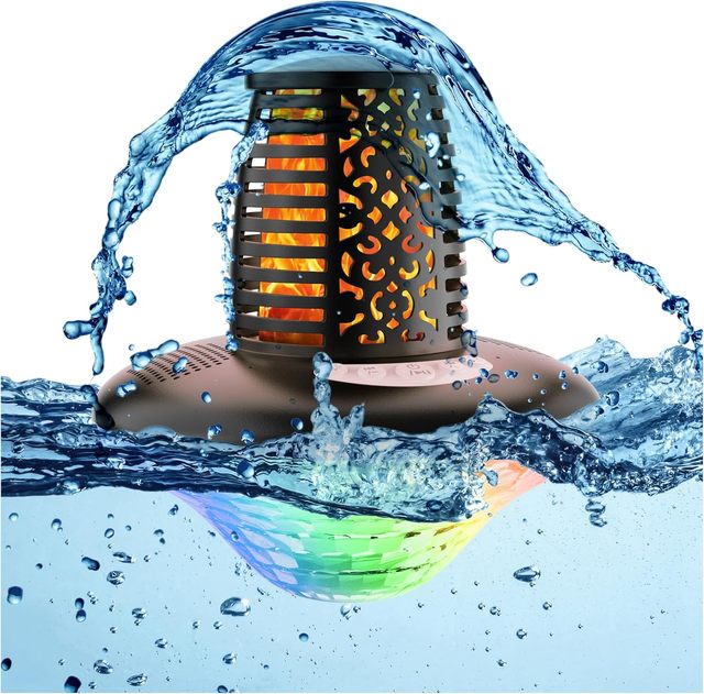 IP68 Waterproof 10W Deep Bass Spa Led Torch Flame TWS Pairing Underwater Hot Tub Accessories Wireless Floating Pool Speaker