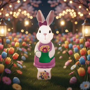 Garden Decoration PP Bunny Easter Ornament Cartoon <b>Animal</b> Rabbit Outdoor Rabbit LED Lights - Product Image 5