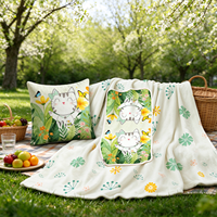 Coussin-plaid 2-en-1 pliable en polyester 100 % écologique, motif chat de dessin animé, vente directe usine, toutes saisons