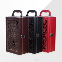 Ensemble d'accessoires pour le vin Offre Spéciale en usine boîte cadeau creuse boîte d'emballage cadeau pour 2 bouteilles de vin en cuir PU de luxe personnalisée en gros