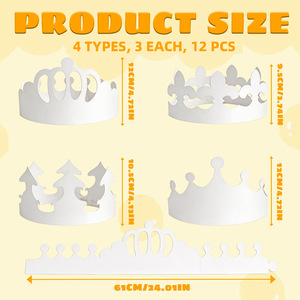 12 couronnes en papier blanc vierges à personnaliser, style classique, <span class=keywords><strong>pour</strong></span> fêtes d'anniversaire, décorations <span class=keywords><strong>de</strong></span> chapeaux <span class=keywords><strong>de</strong></span> fête en classe - Product Image 6