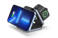 Pengisi daya lipat portabel 3 in 1, dudukan pengisi daya nirkabel magnetik untuk Iphone Iwatch untuk airpods