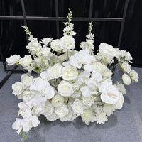 Sunwedding butik bunga buatan putih, lengkungan bunga mawar putih Hydrangea bunga sutra untuk foto pernikahan latar belakang pernikahan
