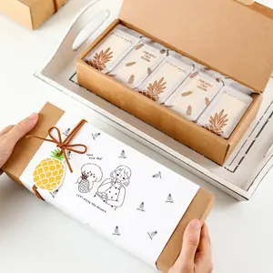クラフト紙ビスケット食品包装ボックスカスタムロゴ付きのシンプルな折りたたみパイナップルケーキフリップカラーボックス