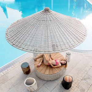 Red Punch Card Sombrilla para exteriores Patio Bali Aire libre Rattan Home Beach Broadcast Room Villa Sombrilla - Product Image 2