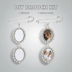 Broches de Metal para Sublimación, 2 Colgantes Ovalados para Ramos de Novia, Insertos de Metal para Fotos DIY, Ideales para Fiestas de Cumpleaños - Product Image 2