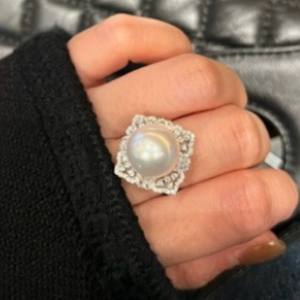 Wenchi New Design S925 Pure Silver <b>Ring</b> with 11-12MM Natural Freshwater <b>Pearl</b> Movable Mouth Feature Gift Box Included - Product Image 1
