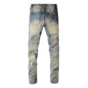 <span class=keywords><strong>Jeans</strong></span> Vintage Blu da <span class=keywords><strong>Uomo</strong></span> Slim Fit in Denim Distressed, Pantaloni Strappati e Distrutti, Stile Streetwear Hip Hop, Vendita all'Ingrosso - Product Image 6