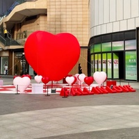 Ballon gonflable double cœur rouge et blanc moderne, élégant, romantique, simple, souriant, en PVC, pour décoration de mariage/Saint-Valentin