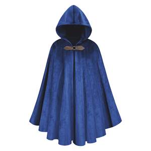 Vintage capuchon met capuchon, solide Halloween, middeleeuwse lange cape-overjassen, dikke dames, kinderen, hertensuède, enkele knoopmantel, ontwerper, vrouwelijk - Product Image 5