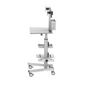 Chariot médical à roulettes roulant réglable en hauteur pour hôpital Crash IV sur roues avec plateau de clavier à double bras pour moniteur - Product Image 4