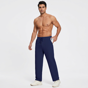 Custom Logo High-Waisted Mid-Waist Men's <b>Trouser</b> Pants Loose Straight Casual Sweatpants Pocket Outer Wear Sports Men's Pants - Product Image 1