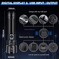 Stock local américain Banque d'alimentation Haute puissance Lumière 26650 3000MAH Batterie au lithium Câble USB C Lampe de poche LED XHP70 d'urgence pour le camping