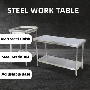 Stainless Steel Workbench with Undershelf Heavy Duty Commercial Kitchen Prep <b>Table</b> Brushed <b>Matt</b> Finish Corrosion Resistance - Product Image 4