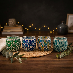 Photophore en mosaïque de verre de luxe fait main, écologique, taille moyenne, pour décoration de table de Noël, maison, mariage - Product Image 3