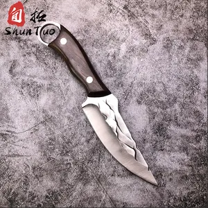 Chines mango de madera D2 cocina acero plástico chef juego de cuchillos de 2 piezas con soporte magnético de madera de acacia