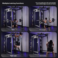 Estación de Entrenamiento Integral Multifuncional: Máquina Smith Comercial, Rack de Sentadillas y Cable Crossover de Acero para Gimnasio en Casa