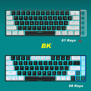Ergonômico Dual-Color Injection Keycaps Novo 68-Key Wired Teclado Mecânico Gaming Hot-Swappable Interruptor Azul Ice Blue Laptop - Product Image 2