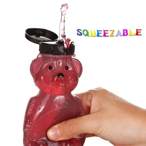 Botella de jugo espesada transparente con forma de oso de dibujos animados, taza bonita creativa para té de la leche, agua o jabón líquido para niños - Product Image 4